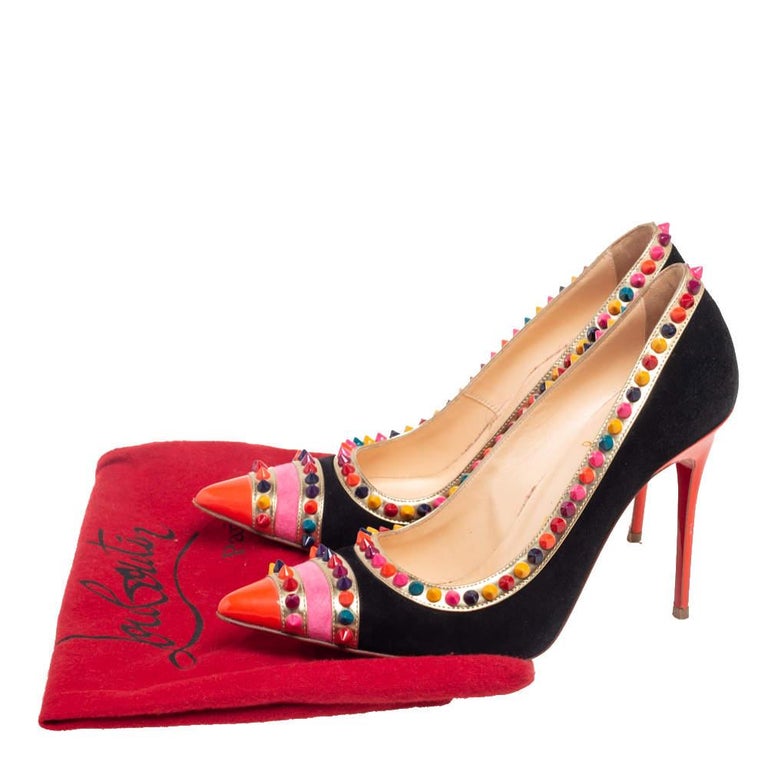 Christian Louboutin Multicolor Suede And Leather Malabar Hill Pumps Size 37.5 For Sale at 1stDibs