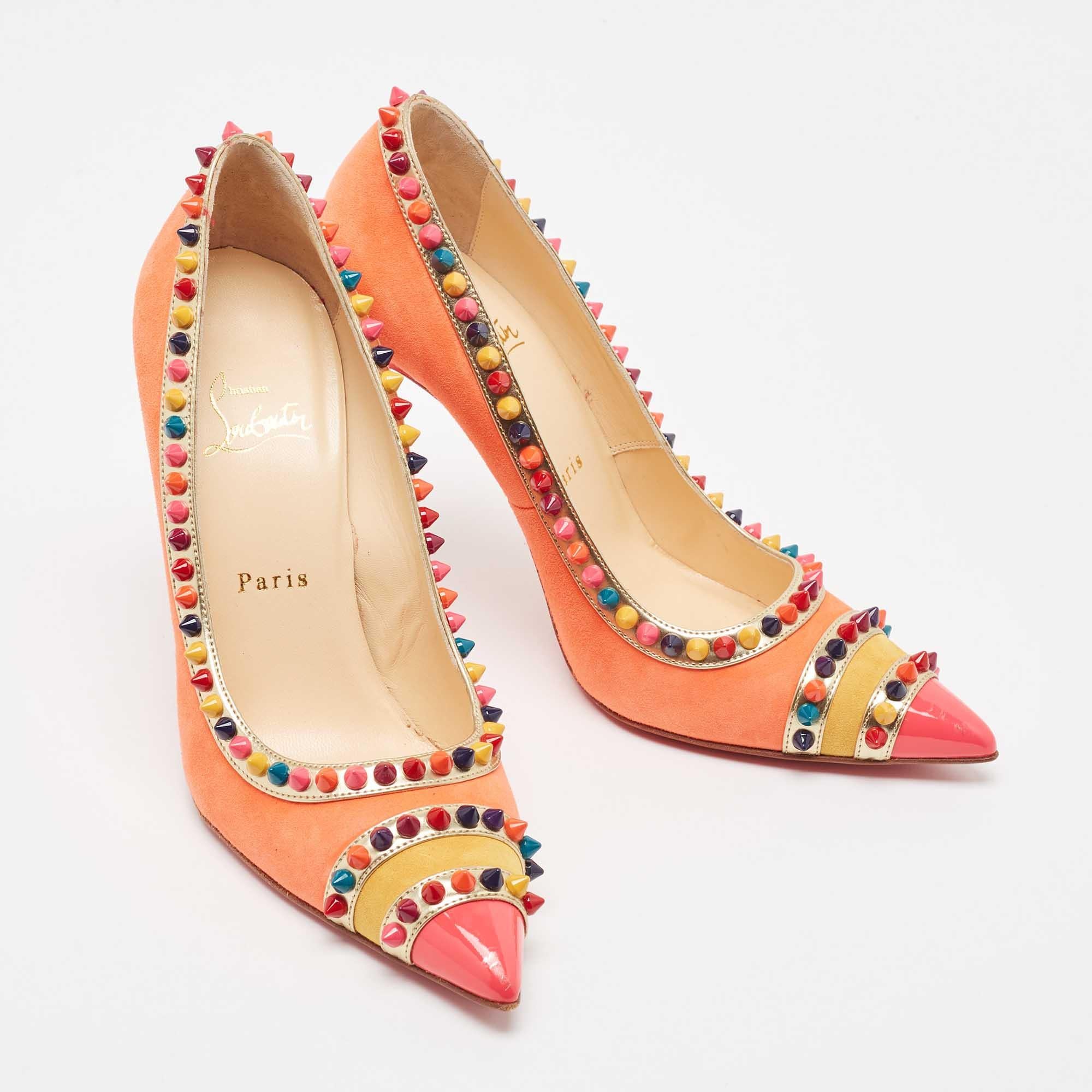 Christian Louboutin Multicolor Suede and Leather Malabar Hill Pumps Size 39 2