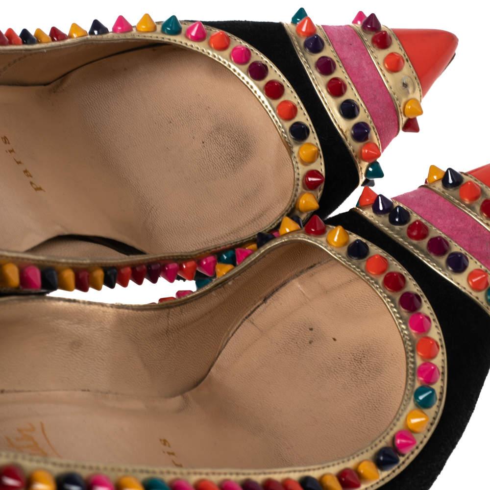 Christian Louboutin Multicolor Suede and Patent Leather Hill Pumps Size 39.5 3