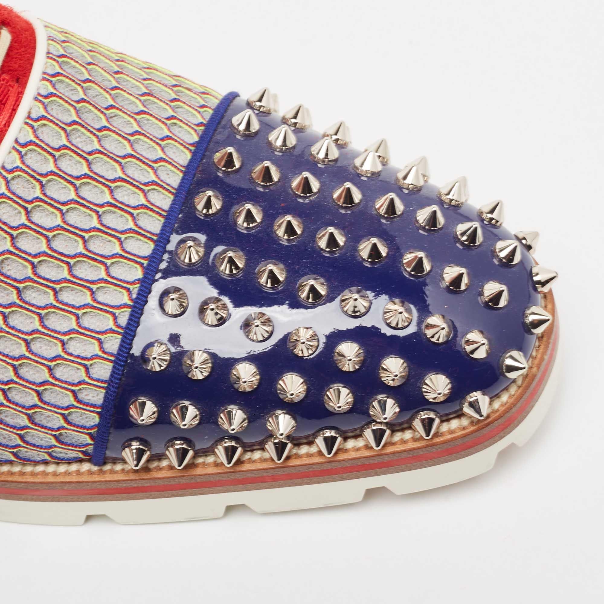 Christian Louboutin Multicolor Suede And Patent Leather Spike Toe Latcho Lace Up 5