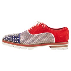 Retro Christian Louboutin Multicolor Suede And Patent Leather Spike Toe Latcho Lace Up