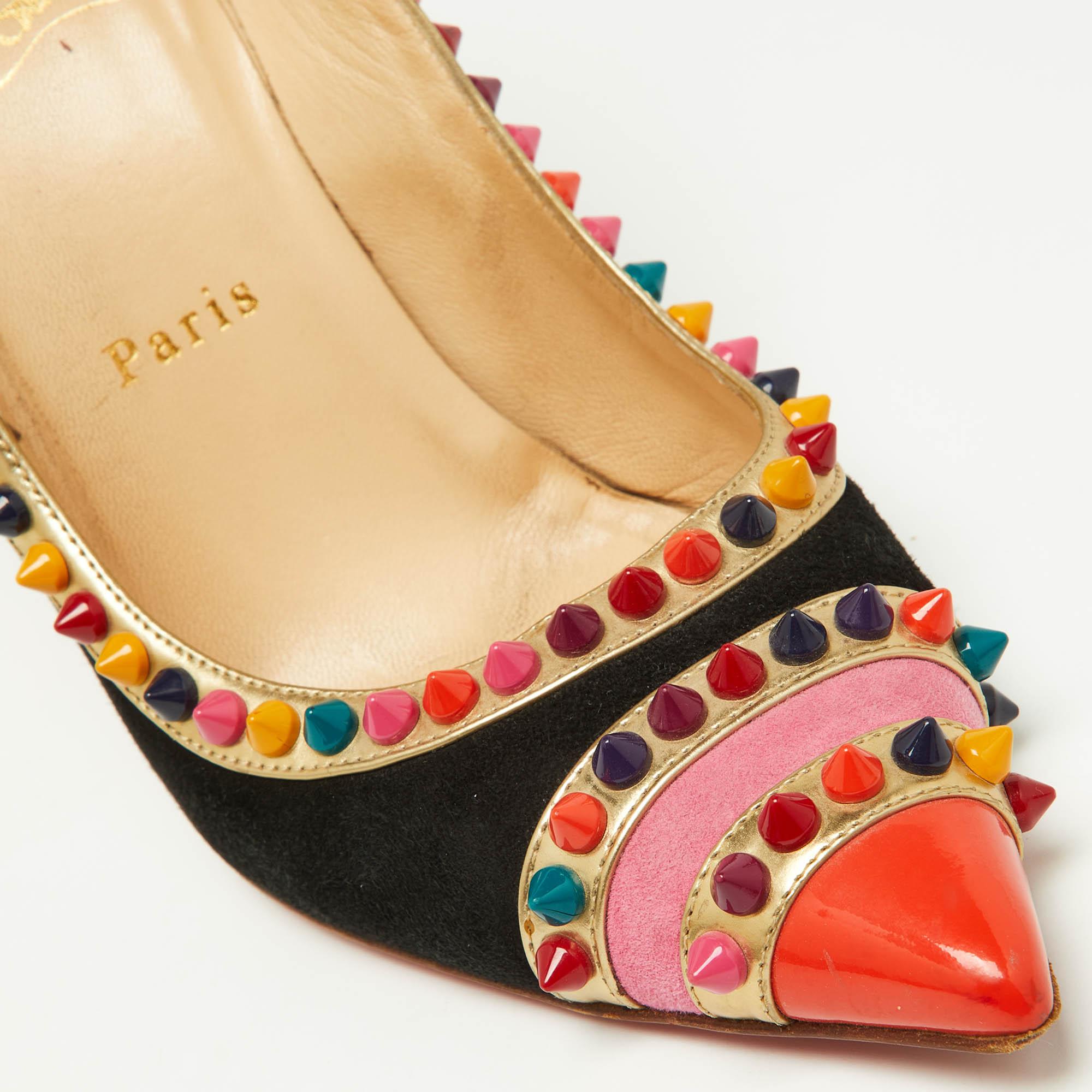 Christian Louboutin Mehrfarbiger Malabar Hill Spike aus Wildleder und Leder, Malabar  Pumps Größe 38 im Angebot 2