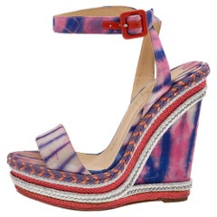 Christian Louboutin - Sandales compensées en tissu tie-dye multicolore, taille 37