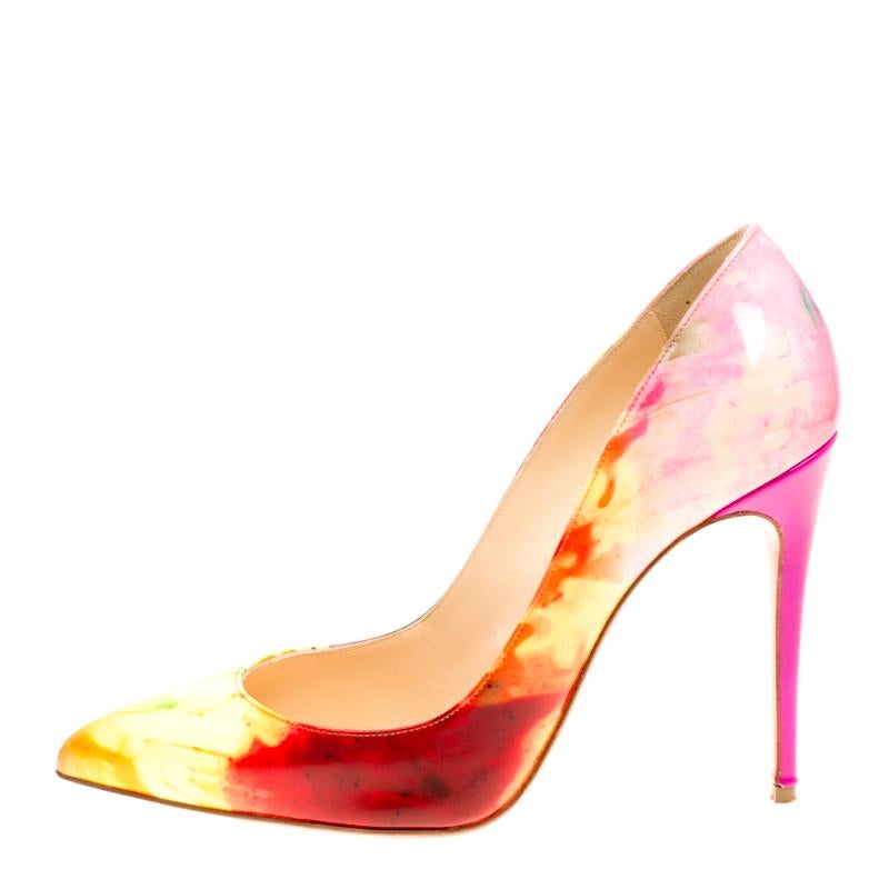 Women's Christian Louboutin Multicolor Tie Dye Pigalle Pointed Toe Pumps Size 36.5
