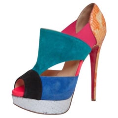Christian Louboutin Multicolour Python Leather And Suede Pitou Pumps Size 37.5