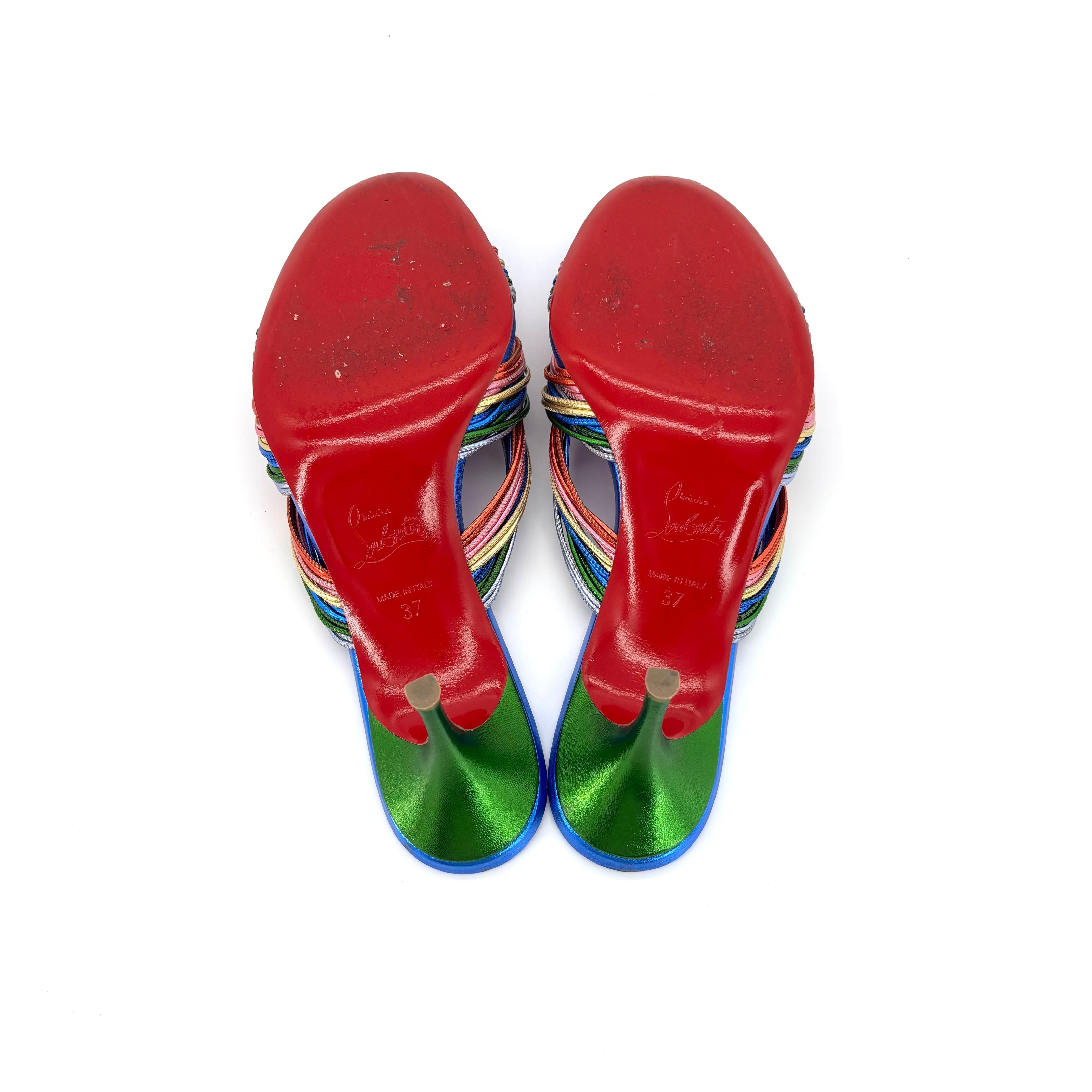 Christian Louboutin Multitaski 70 Coriandoli Tacco Gattino Mules 37 Sandali in vendita 1