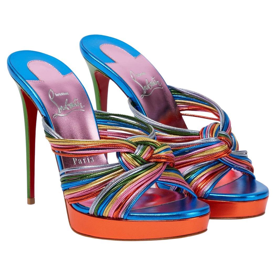 Christian Louboutin Multitaski Alta 120 Multi Sandal Sz 39 NWT For Sale