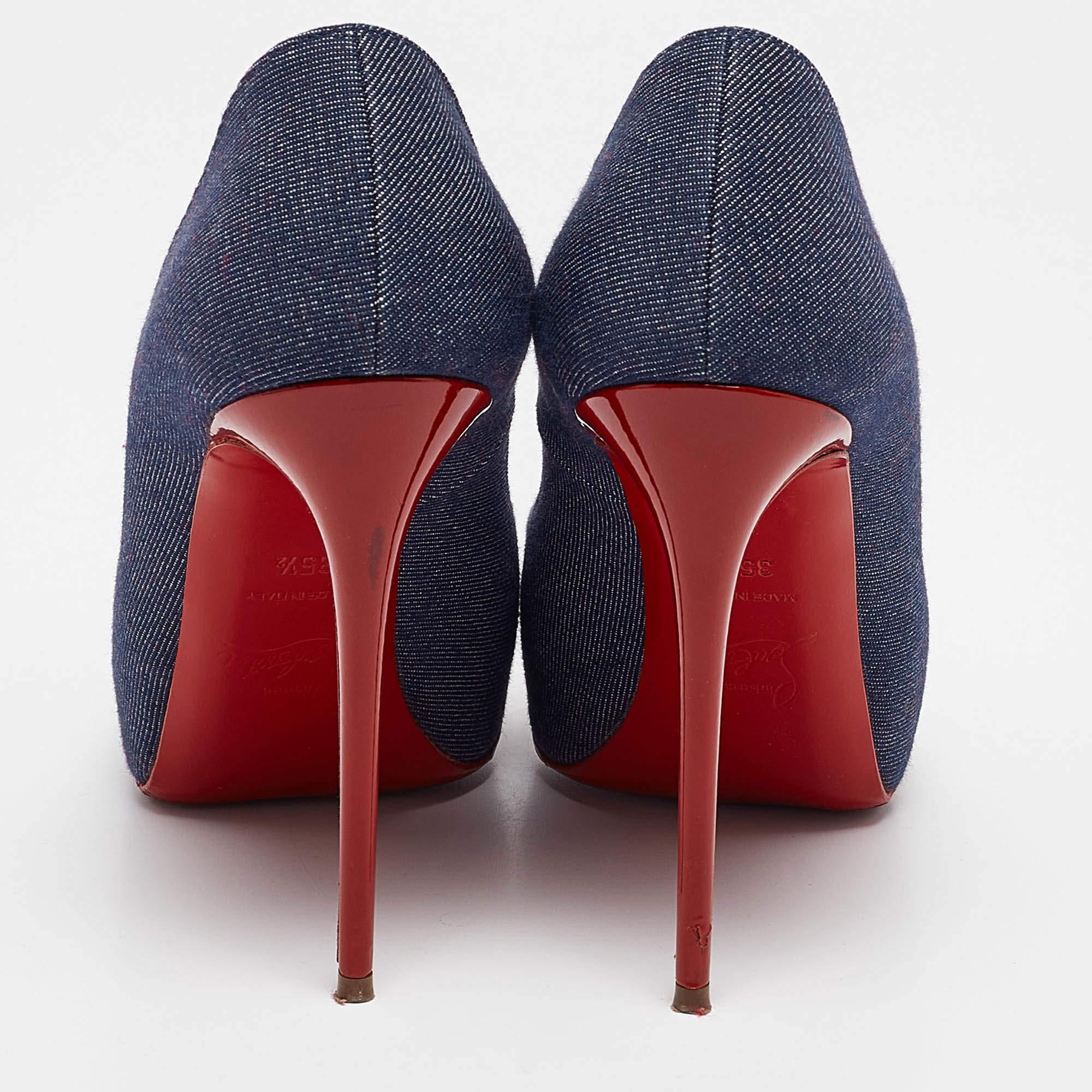 Christian Louboutin escarpins très prisés à bout ouvert bleu marine taille 35,5 Pour femmes en vente