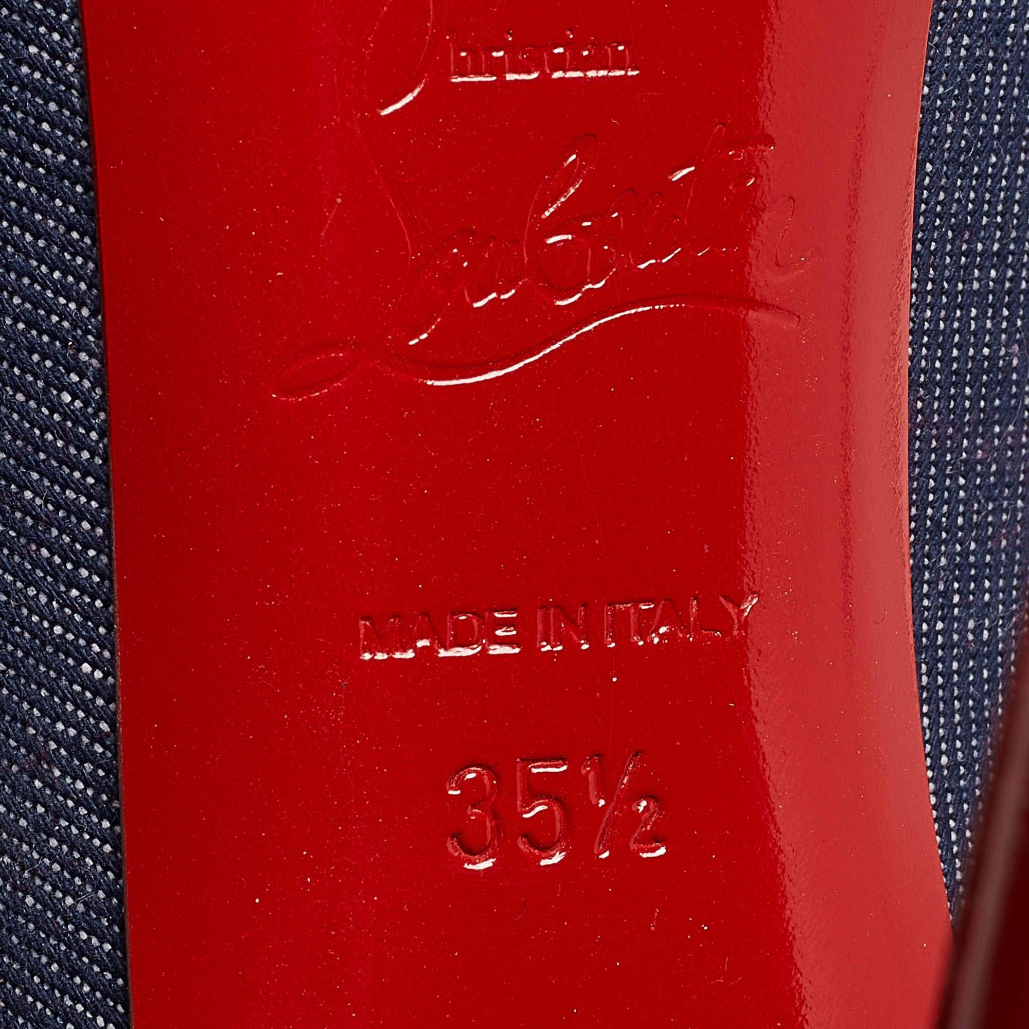 Christian Louboutin escarpins très prisés à bout ouvert bleu marine taille 35,5 en vente 3