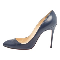 Christian Louboutin Navy Blue Leather Corneille Pumps Size 40.5
