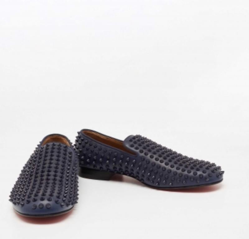 Noir Christian Louboutin - Chaussures de smoking à pointes en cuir bleu marine, taille 40 en vente