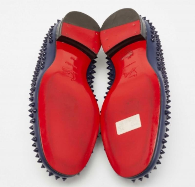 Christian Louboutin - Chaussures de smoking à pointes en cuir bleu marine, taille 40 en vente 1