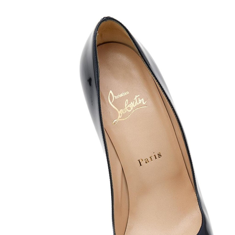 Christian Louboutin Navy Blue Patent Leather New Simple Pumps Size 38