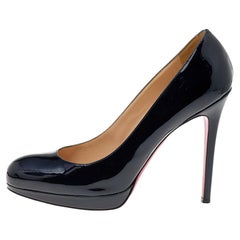Christian Louboutin Navy Blue Patent Leather New Simple Pumps Size 38