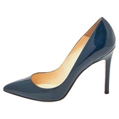 Christian Louboutin Navy Blue Patent Leather Pigalle Pumps Size 39.5