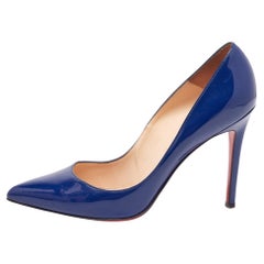 Christian Louboutin Navy Blue Patent Leather Pigalle Pumps Size 39.5