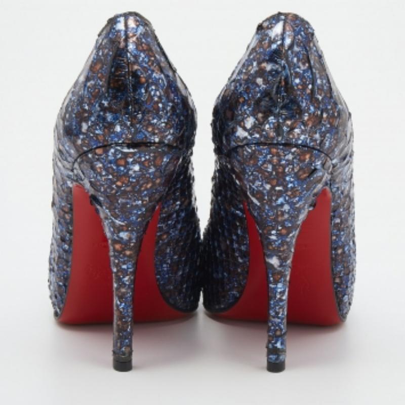Christian Louboutin bleu marine en cuir python New Simple Pumps Size 35.5 Pour femmes en vente