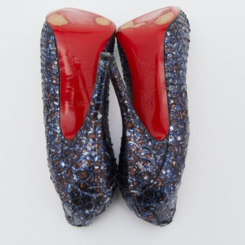 Christian Louboutin bleu marine en cuir python New Simple Pumps Size 35.5 en vente 1