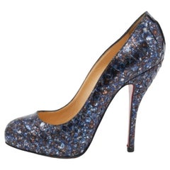 Christian Louboutin bleu marine en cuir python New Simple Pumps Size 35.5