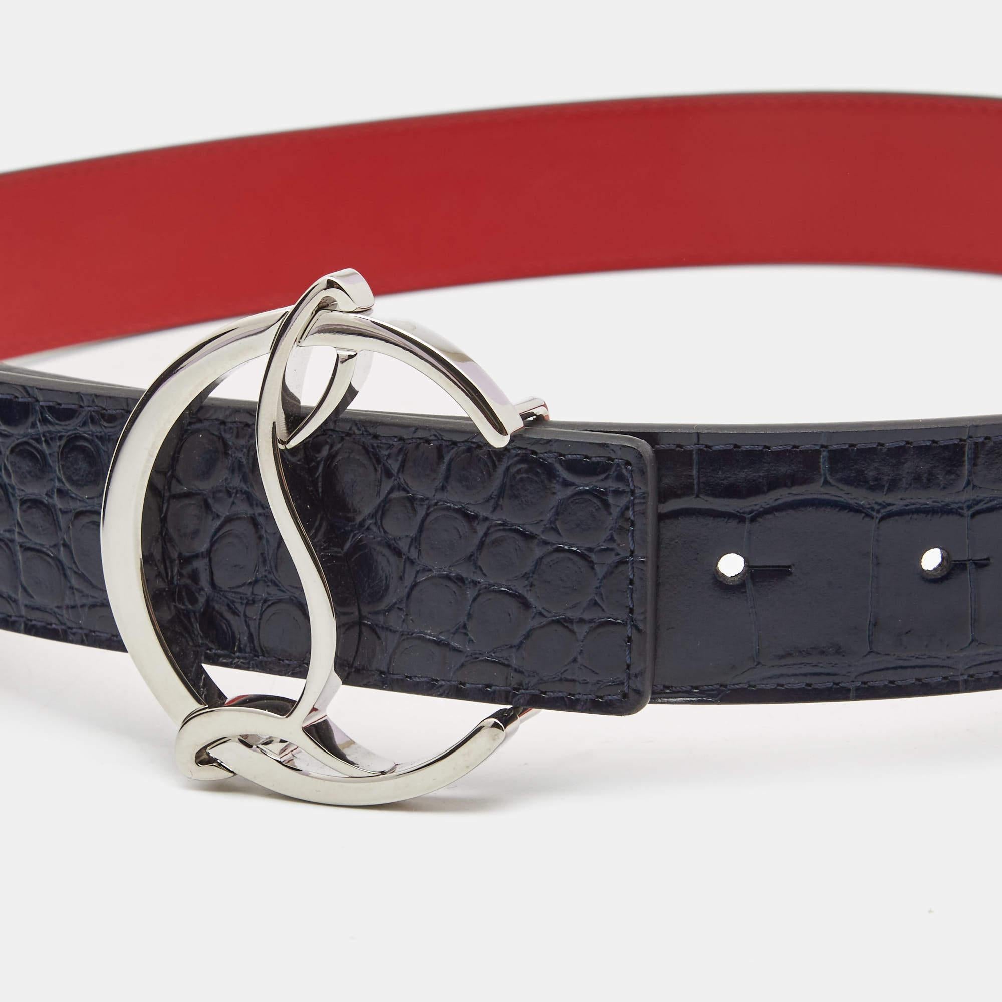 A classic add-on to your collection of belts is this Christian Louboutin piece. Cut to a convenient length, the belt has a smooth finish and a sturdy built. This wardrobe essential piece will continually complement your style.

