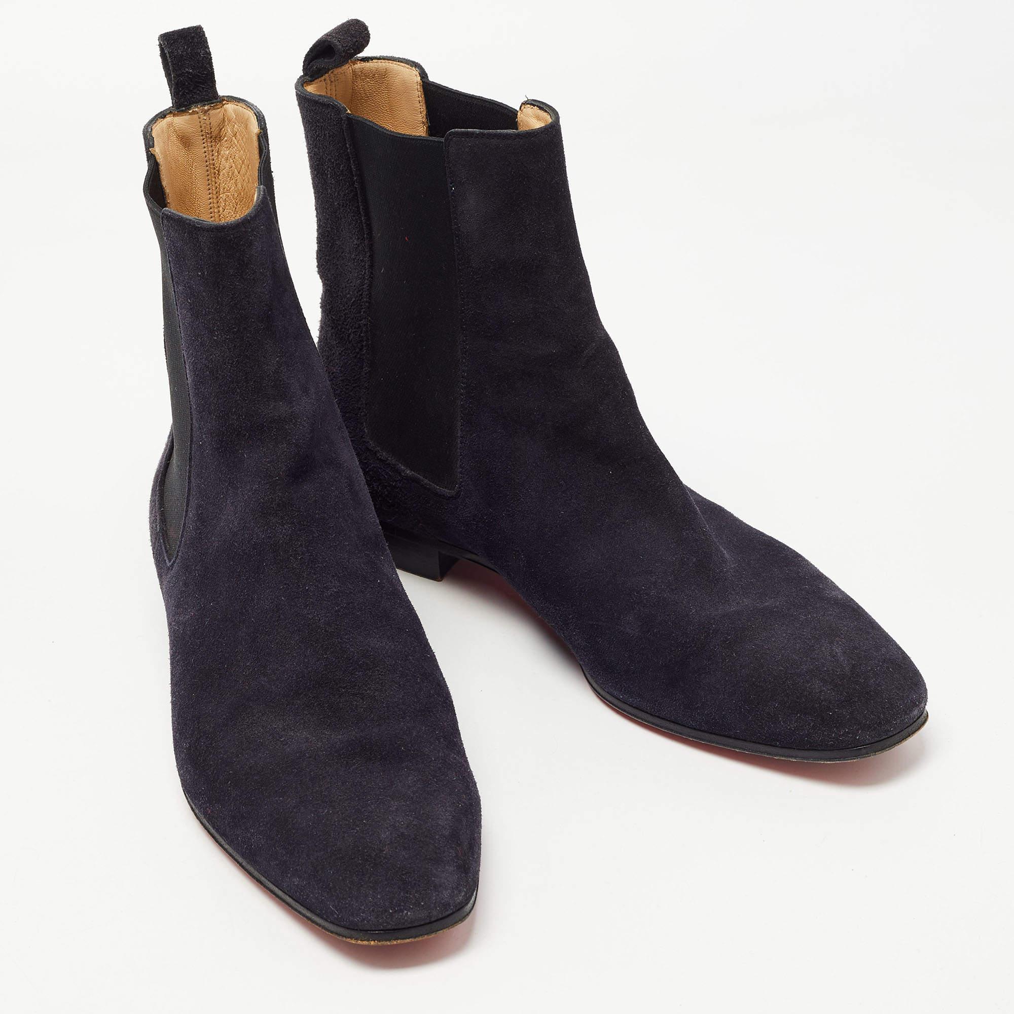 Christian Louboutin Navy Blue Suede Chelsea Boots Size 40 1
