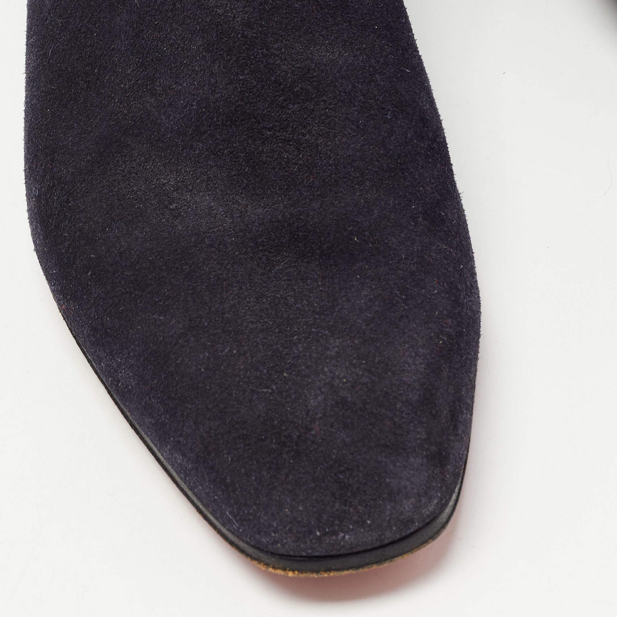 Christian Louboutin Navy Blue Suede Chelsea Boots Size 40 2