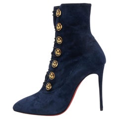 Christian Louboutin Navy Blue Suede Frenchissima Ankle Boots Size 36