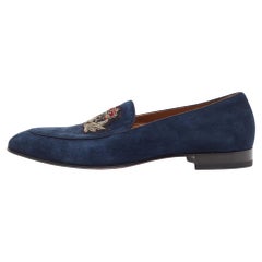 Christian Louboutin Navy Blue Suede Nile Loafers Größe 43