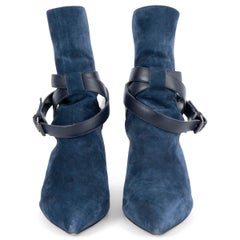CHRISTIAN LOUBOUTIN navy blue suede POINTIPIK 100 Ankle Boots Shoes 41.5