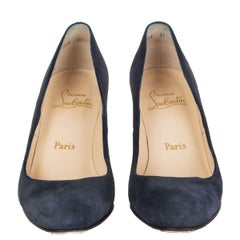 CHRISTIAN LOUBOUTIN navy blue suede SIMPLE PUMP 85 Pumps Shoes 37.5