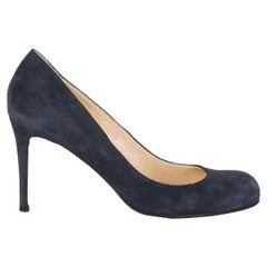 CHRISTIAN LOUBOUTIN navy blue suede SIMPLE PUMP 85 Pumps Shoes 37.5