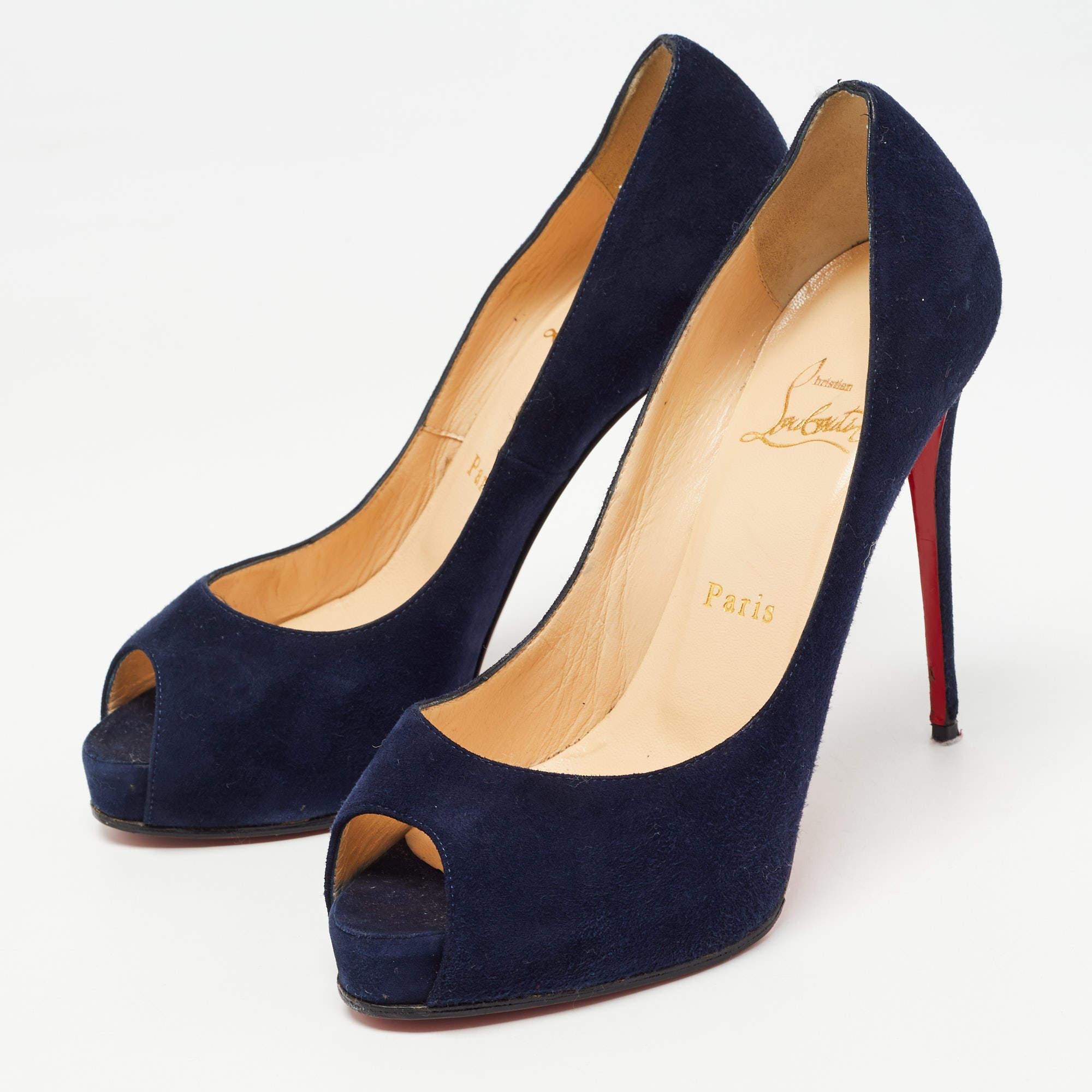 Christian Louboutin Navy Blue Suede Very Prive Pumps Size 37.5 3