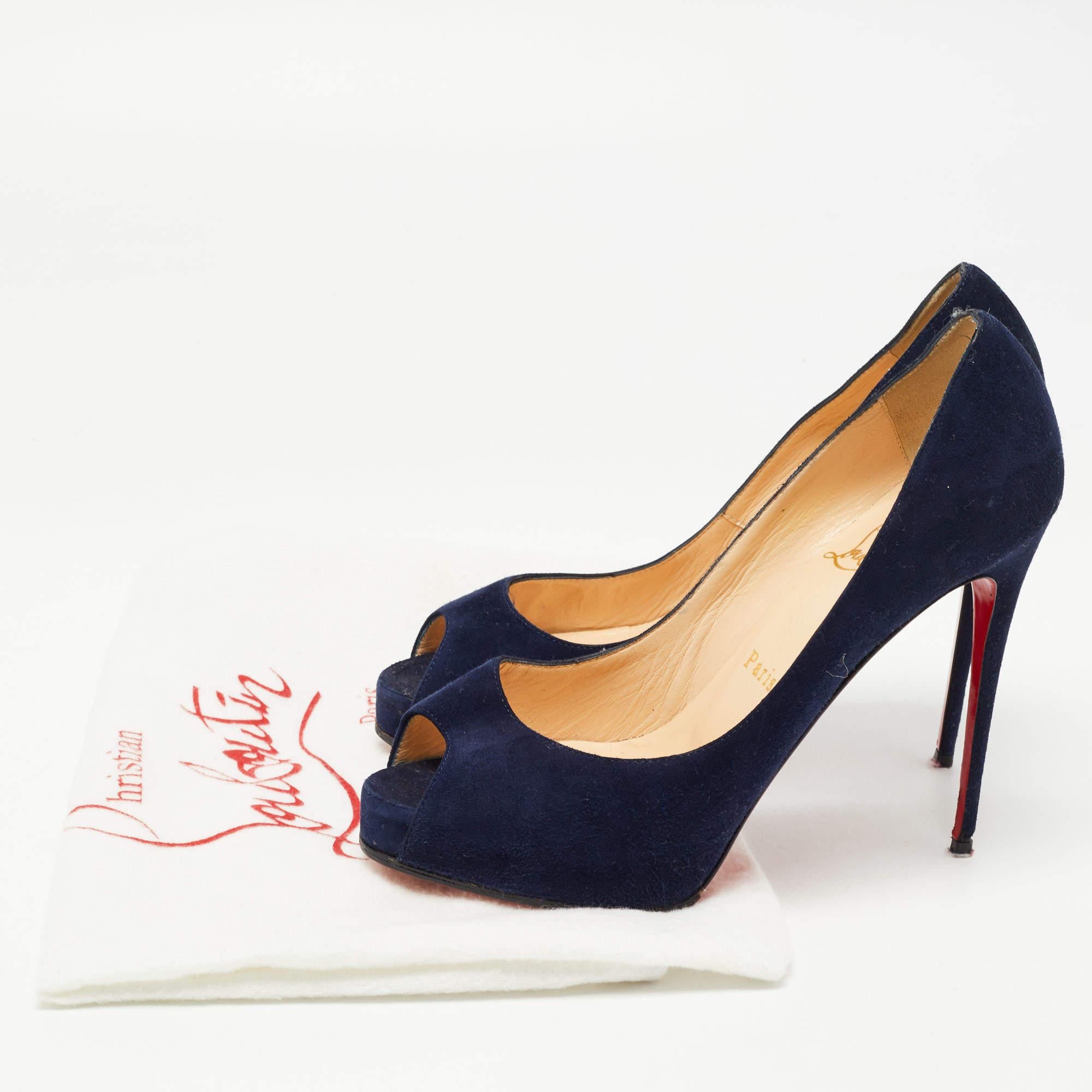 Christian Louboutin Navy Blue Suede Very Prive Pumps Size 37.5 4