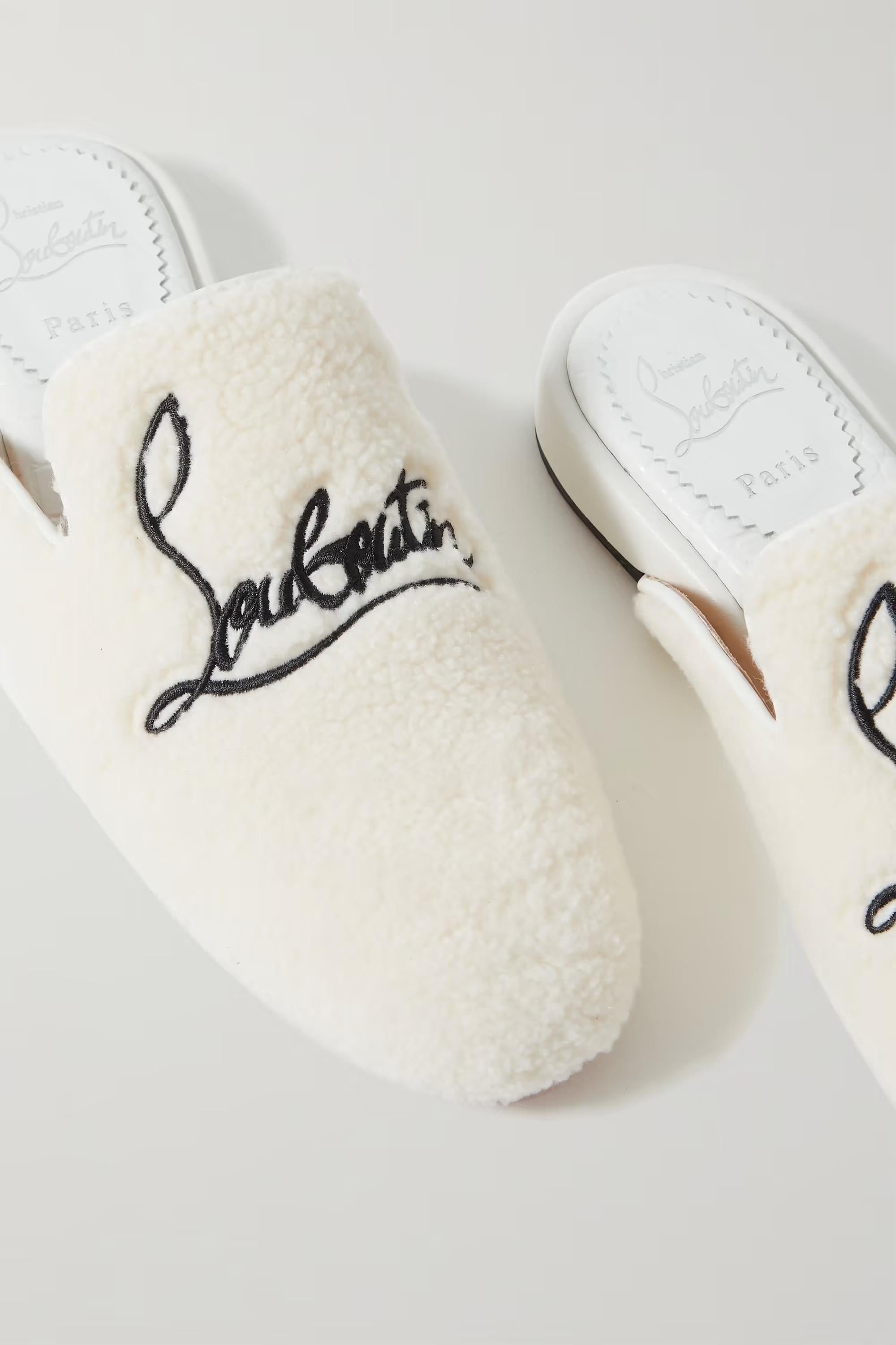 Christian Louboutin's slippers are such a luxurious option for lounging - they're set on rubber soles, so you can show them off outside, too. Made in Italy from plush faux shearling, they're embroidered with the house's moniker and lined in smooth