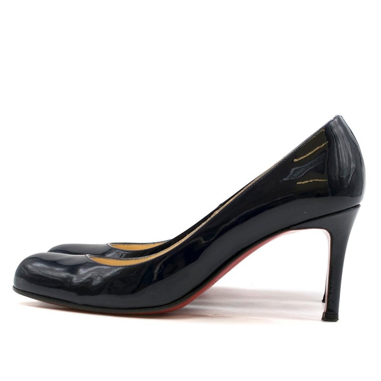 Christian Louboutin Navy Leather 85mm Simple Pumps SIZE 36.5 For Sale