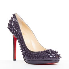 CHRISTIAN LOUBOUTIN Neofilo Spikes 120 Patent purple spikes platform pumps EU38