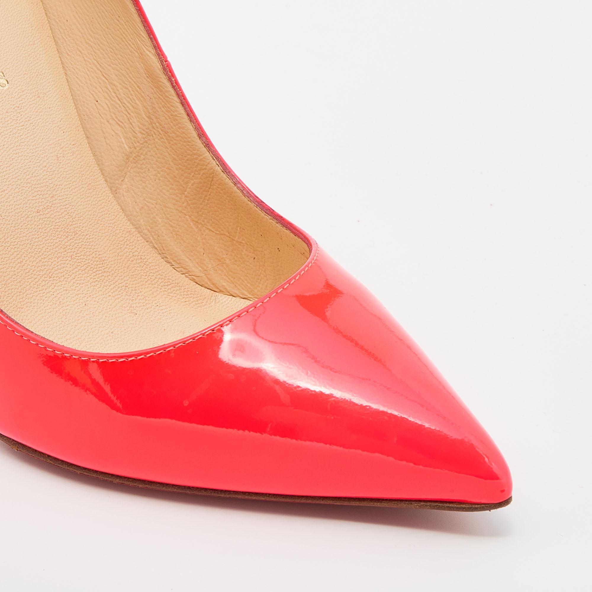 Christian Louboutin Neon Coral Patent Leather So Kate Pointed Toe Pumps ...