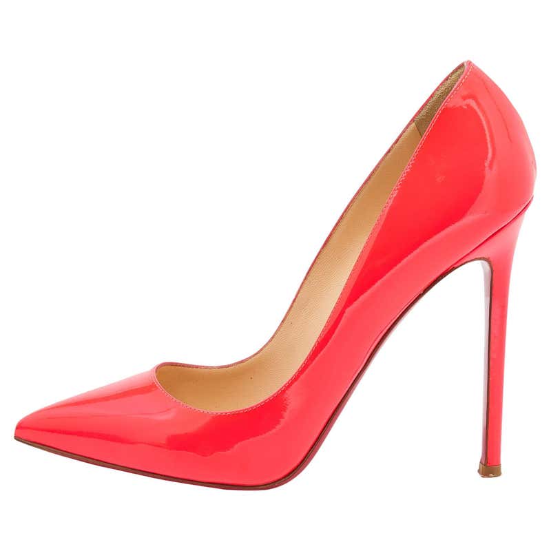 Christian Louboutin Red Suede Une Plume Peep Toe Slingback Cork Wedges ...