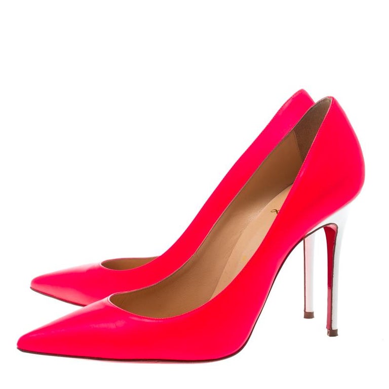 Christian Louboutin Neon Hot Pink Leather So Kate Pumps Size 38 at 1stDibs