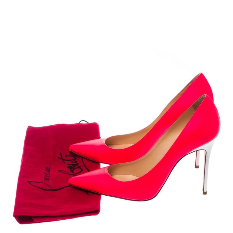 Christian Louboutin Neon Hot Pink Leather So Kate Pumps Size 38 at 1stDibs