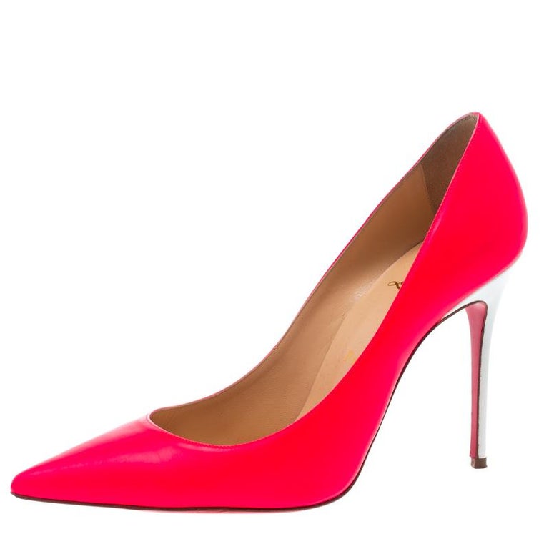 Christian Louboutin Neon Hot Pink Leather So Kate Pumps Size 38 at 1stDibs