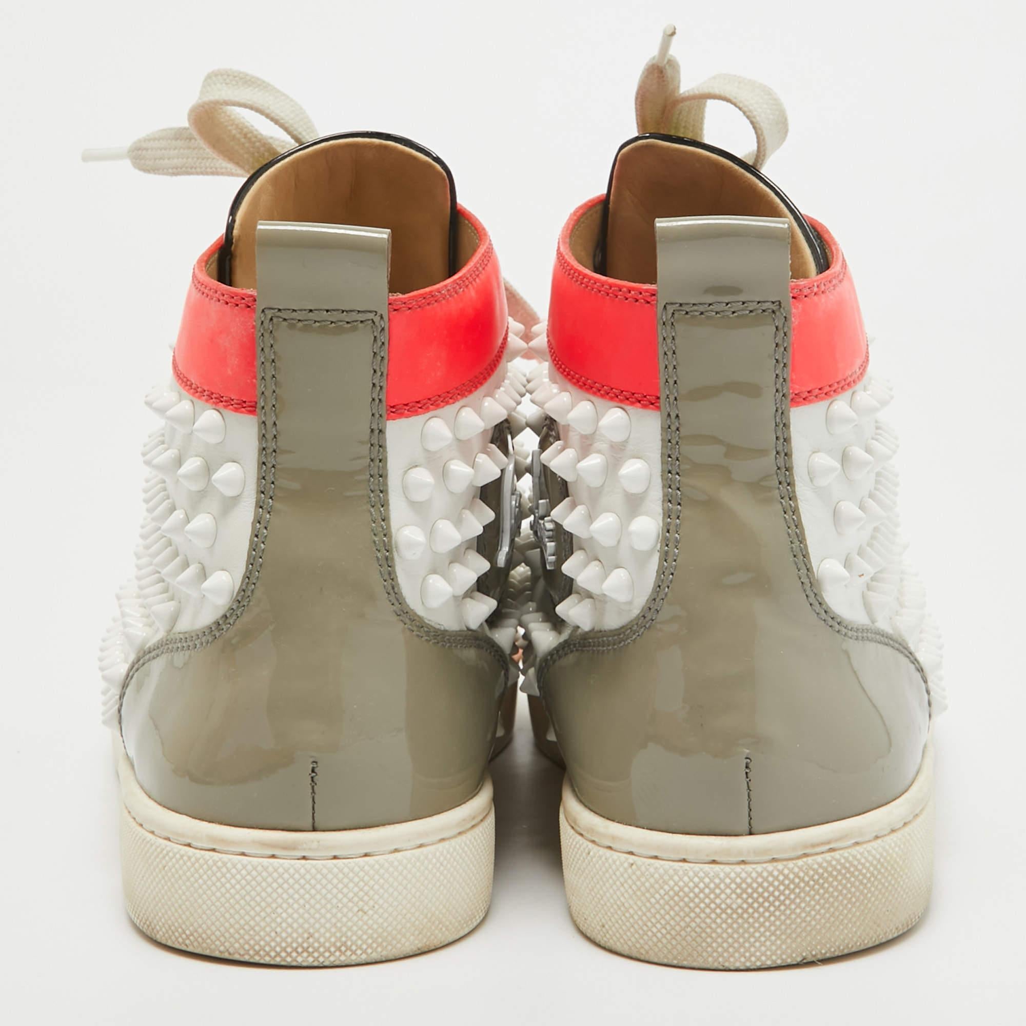 Women's Christian Louboutin Neon Multicolor Leather Louis Spikes Sneakers Size 40