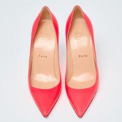 Christian Louboutin Neon Orange Leather Kate Pumps Size 38.5