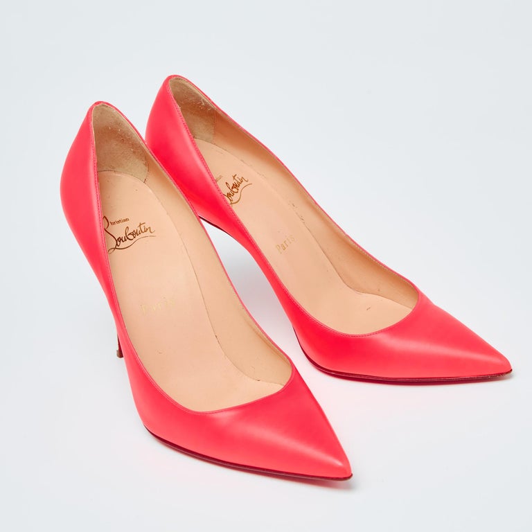 Christian Louboutin Neon Orange Leather Kate Pumps Size 38.5 For Sale ...