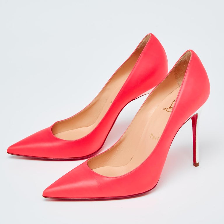 Christian Louboutin Neon Orange Leather Kate Pumps Size 38.5 For Sale ...