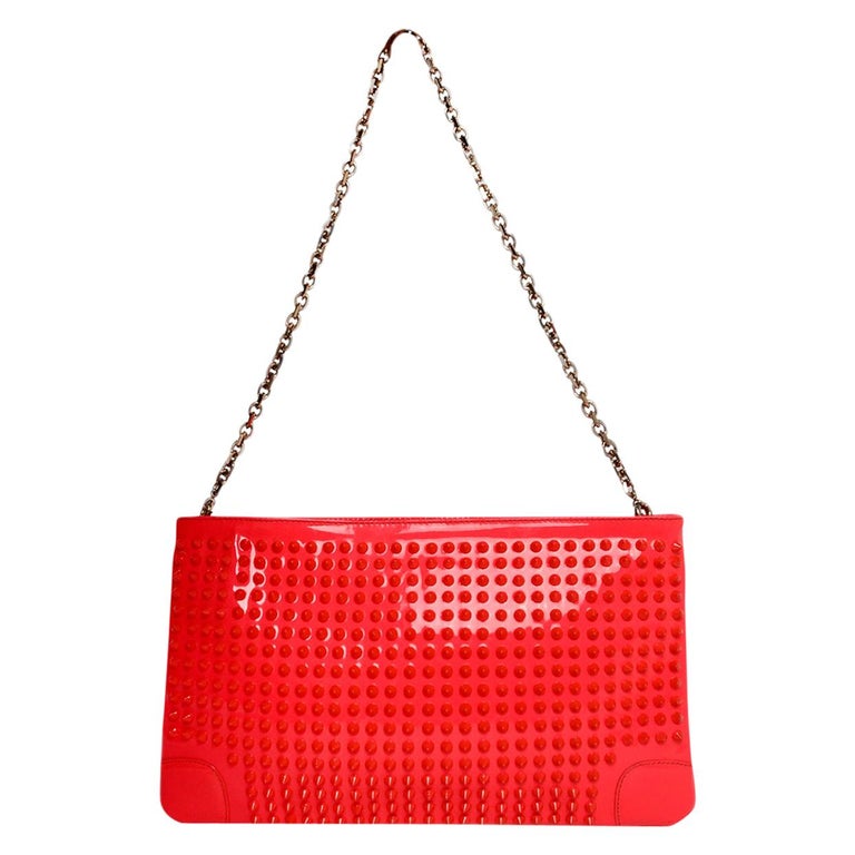 Christian Louboutin Neon Patent Leather Loubiposh Spiked Clutch/Pochette  Bag For Sale at 1stDibs | christian louboutin pochette, louboutin book bag