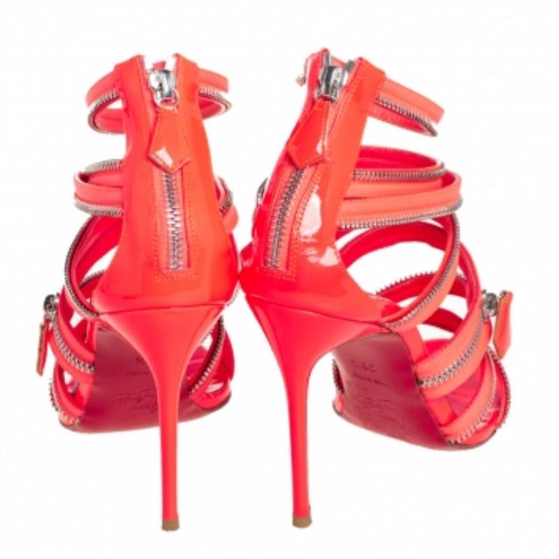 Christian Louboutin Botines sin cremallera de tela y piel rosa neón Talla 36.5 en venta 1