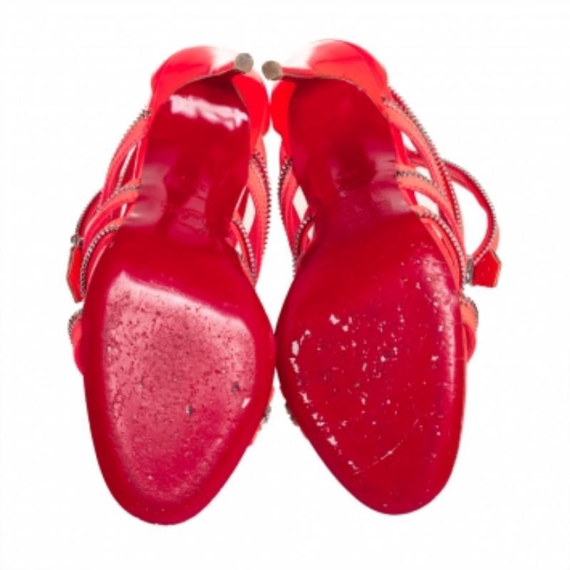Christian Louboutin Botines sin cremallera de tela y piel rosa neón Talla 36.5 en venta 2