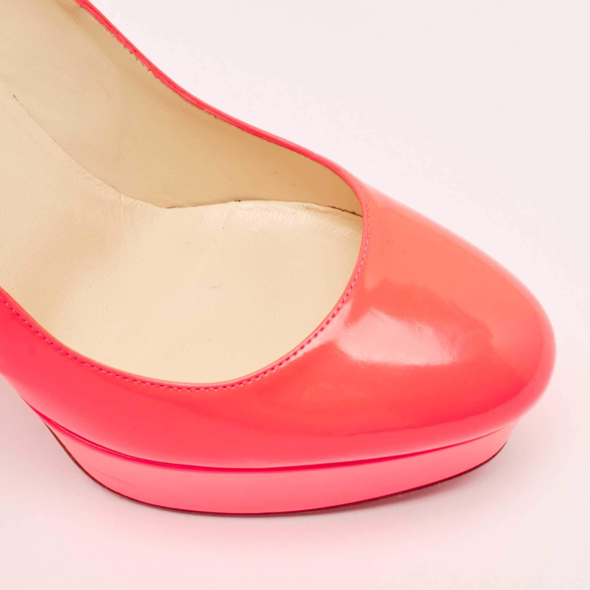 Christian Louboutin Neon Pink Leather Bianca Pumps Size 39.5 For Sale 4