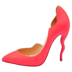 Christian Louboutin Neon Pink Leather Dalida D'orsay Pumps Size 35